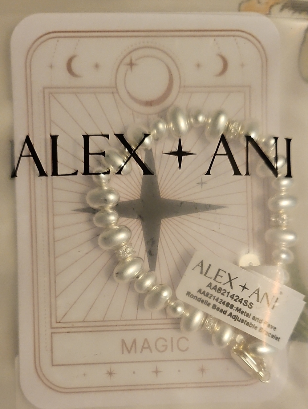 NEW!!Alex and Ani Silver Pave Rondelle Bead Bracelet Adjustable!